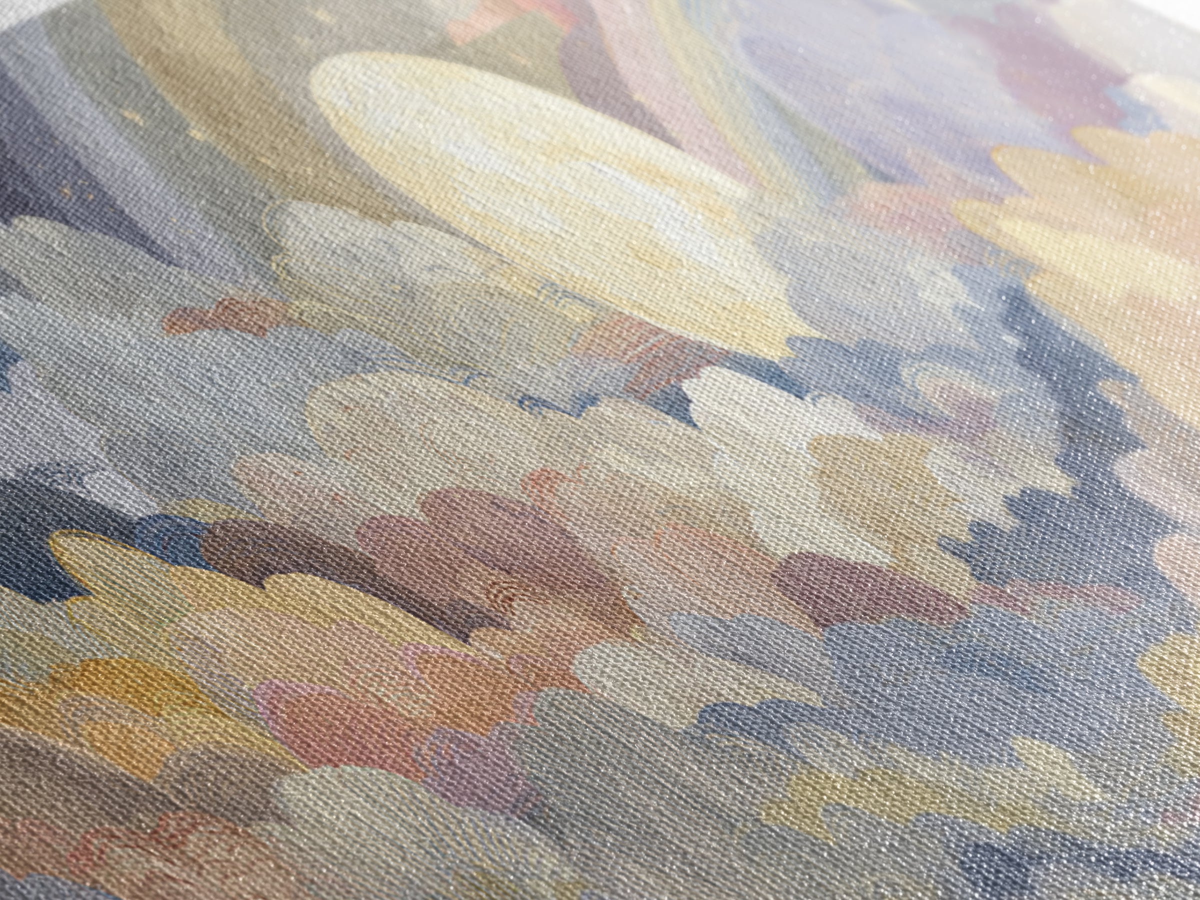 Pastel Rainbow with Soft Cloud Shapes Canvas Print, Nursery Decor, Boy Nursery Decor, Abstract Art, Nursery, Contemporary Art, NDE-3x1-65