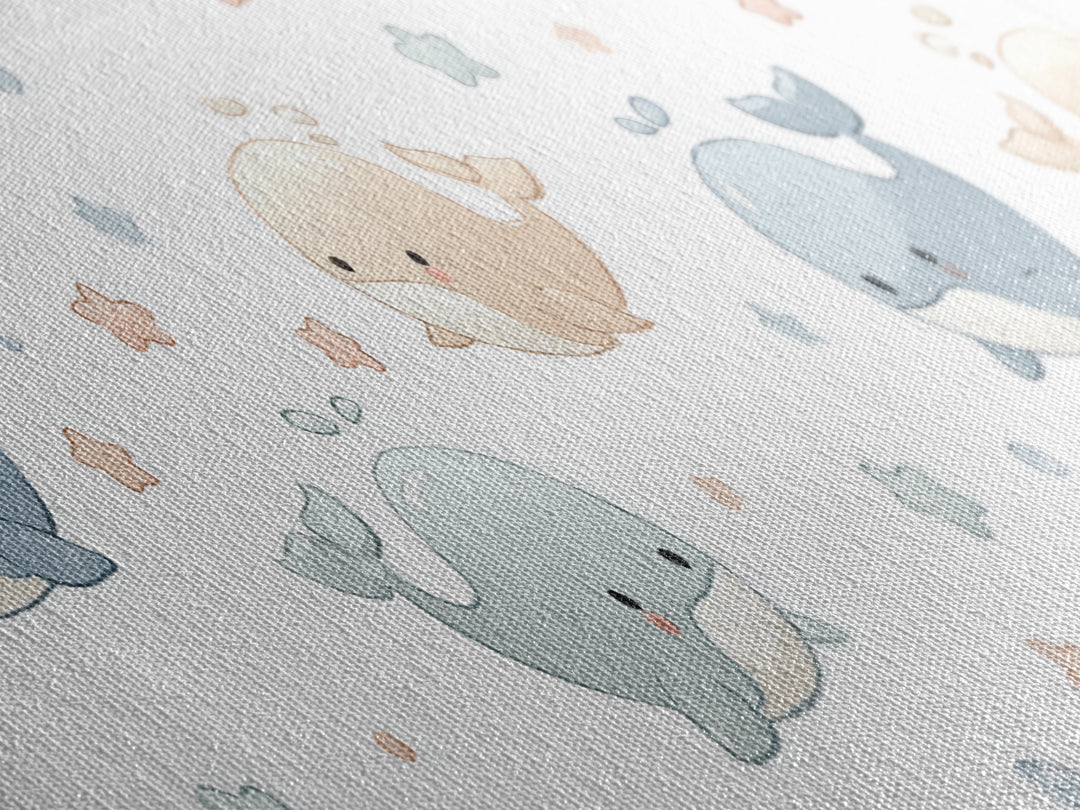 Baby Whale Swimming Through Stars Framed Canvas Print, Nursery Decor, Wall Decor, Fine Art, Nursery, Woodland Nursery Decor, NDE-3x1-72
