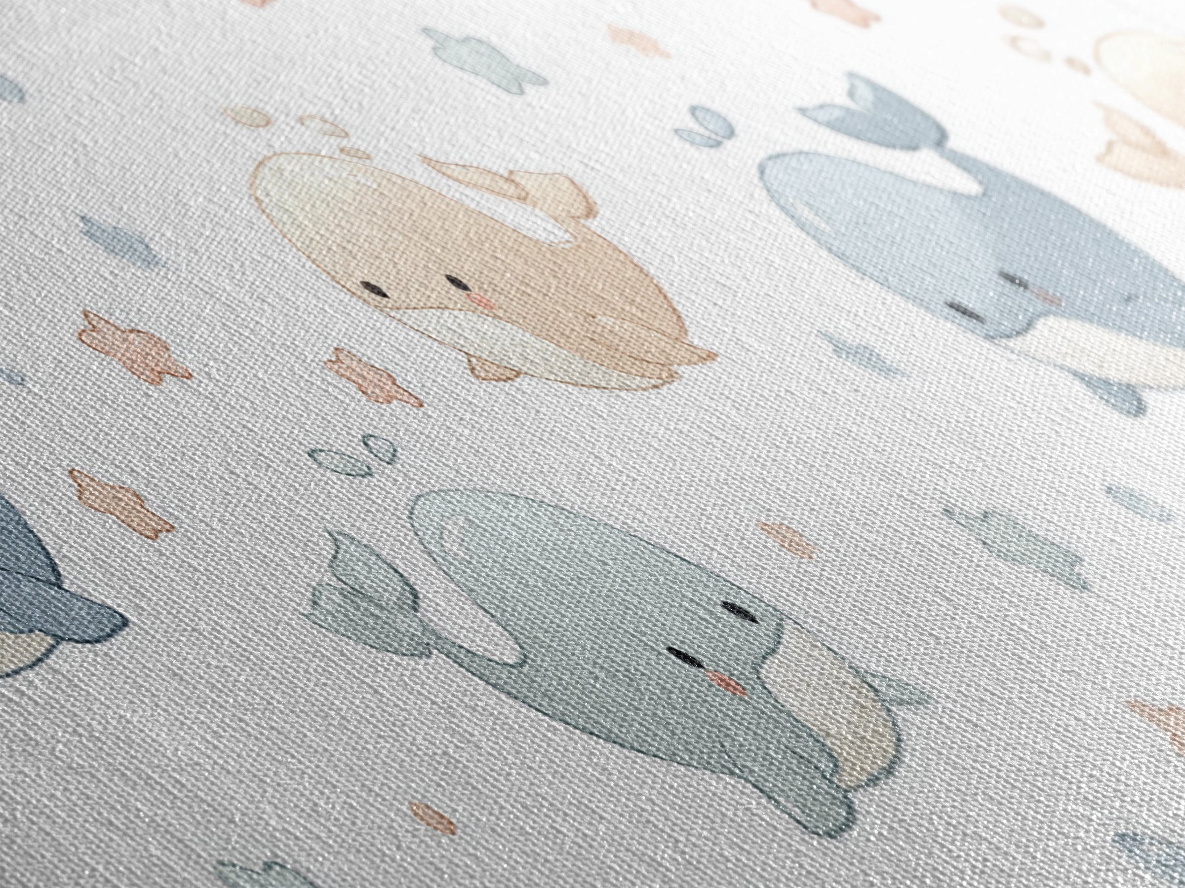 Baby Whale Swimming Through Stars Framed Canvas Print, Nursery Decor, Wall Decor, Fine Art, Nursery, Woodland Nursery Decor, NDE-3x1-72