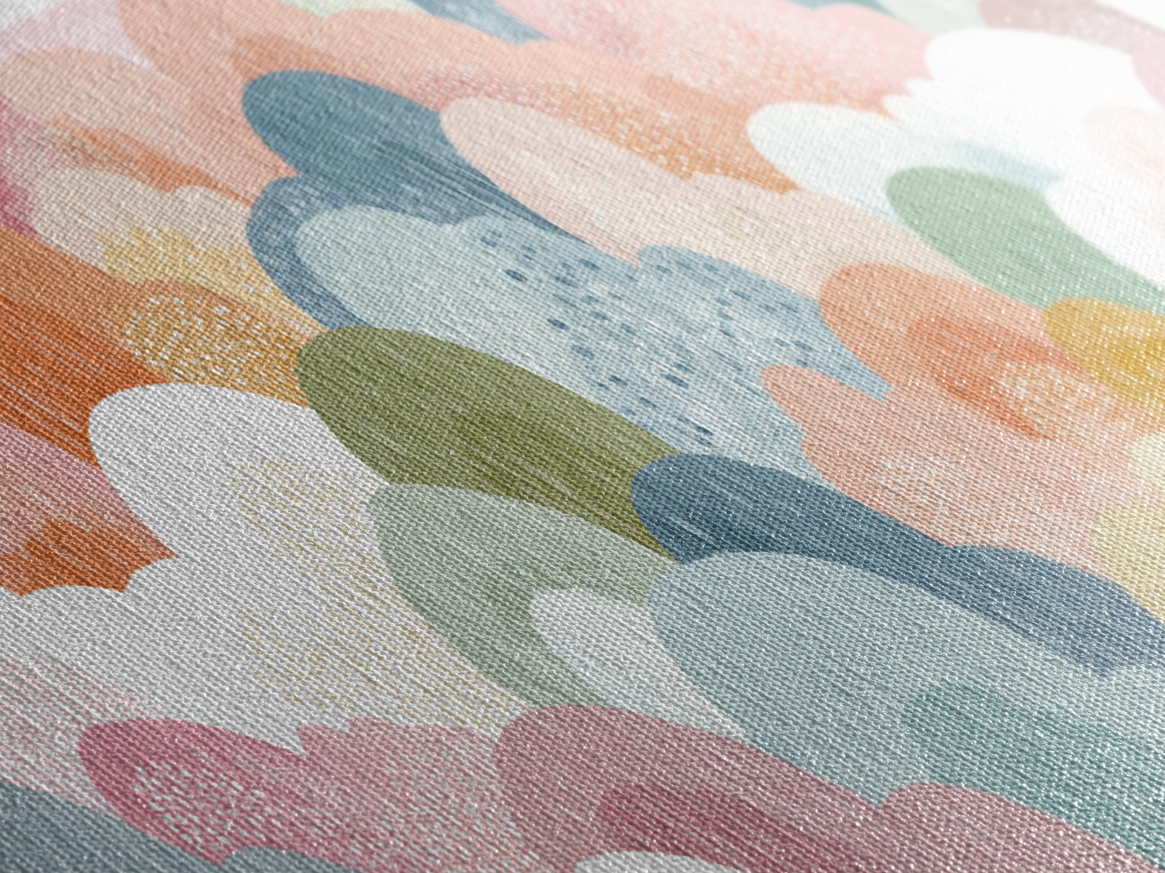 Cloud Rainbow and Raindrop Composition Framed Canvas Print, Nursery Decor, Canvas, Fine Art, Nursery, Playroom Decor, NDE-3x1-84
