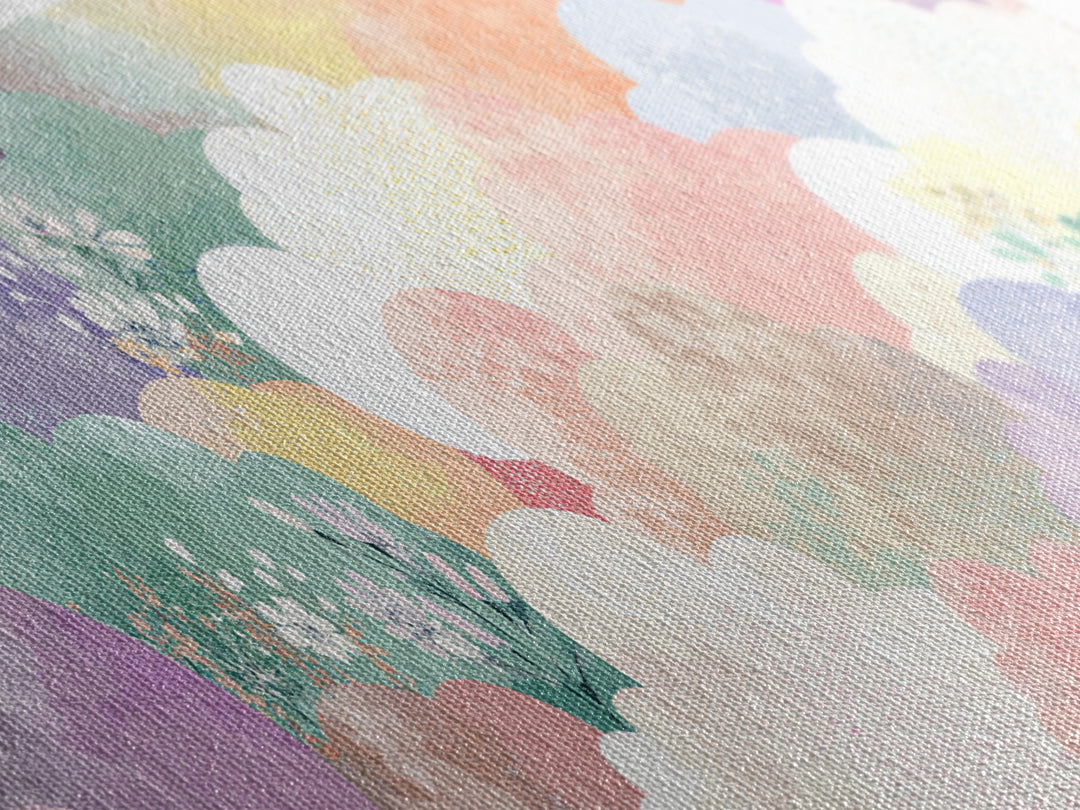 Pastel Rainbow with Soft Cloud Shapes Framed Canvas Print, Nursery Decor, Boho Decor, Fine Art, Nursery, Nursery Wall Art, NDE-3x1-89