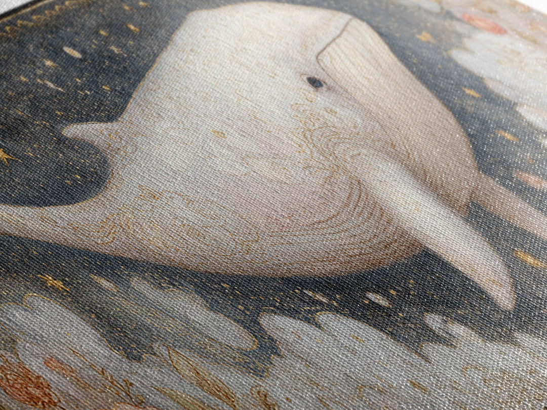 Baby Whale Swimming Through Stars Canvas Print, Nursery Decor, Textured Painting, Fine Art, Nursery, Bedroom Decor, Wall Decal, NDE-3x1-96