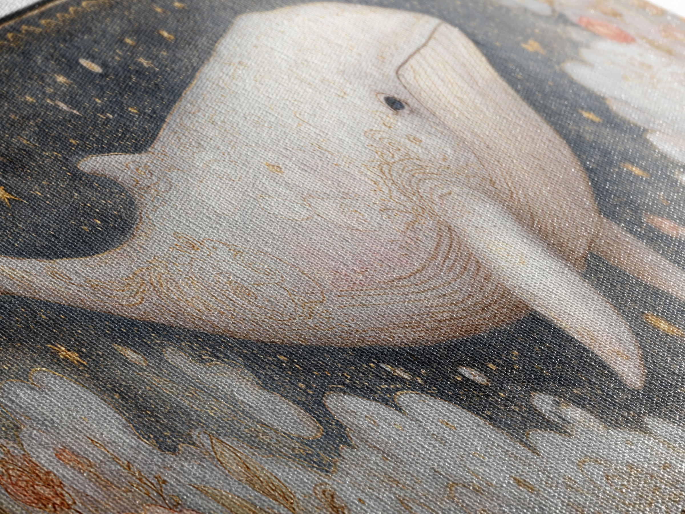Baby Whale Swimming Through Stars Canvas Print, Nursery Decor, Textured Painting, Fine Art, Nursery, Bedroom Decor, Wall Decal, NDE-3x1-96