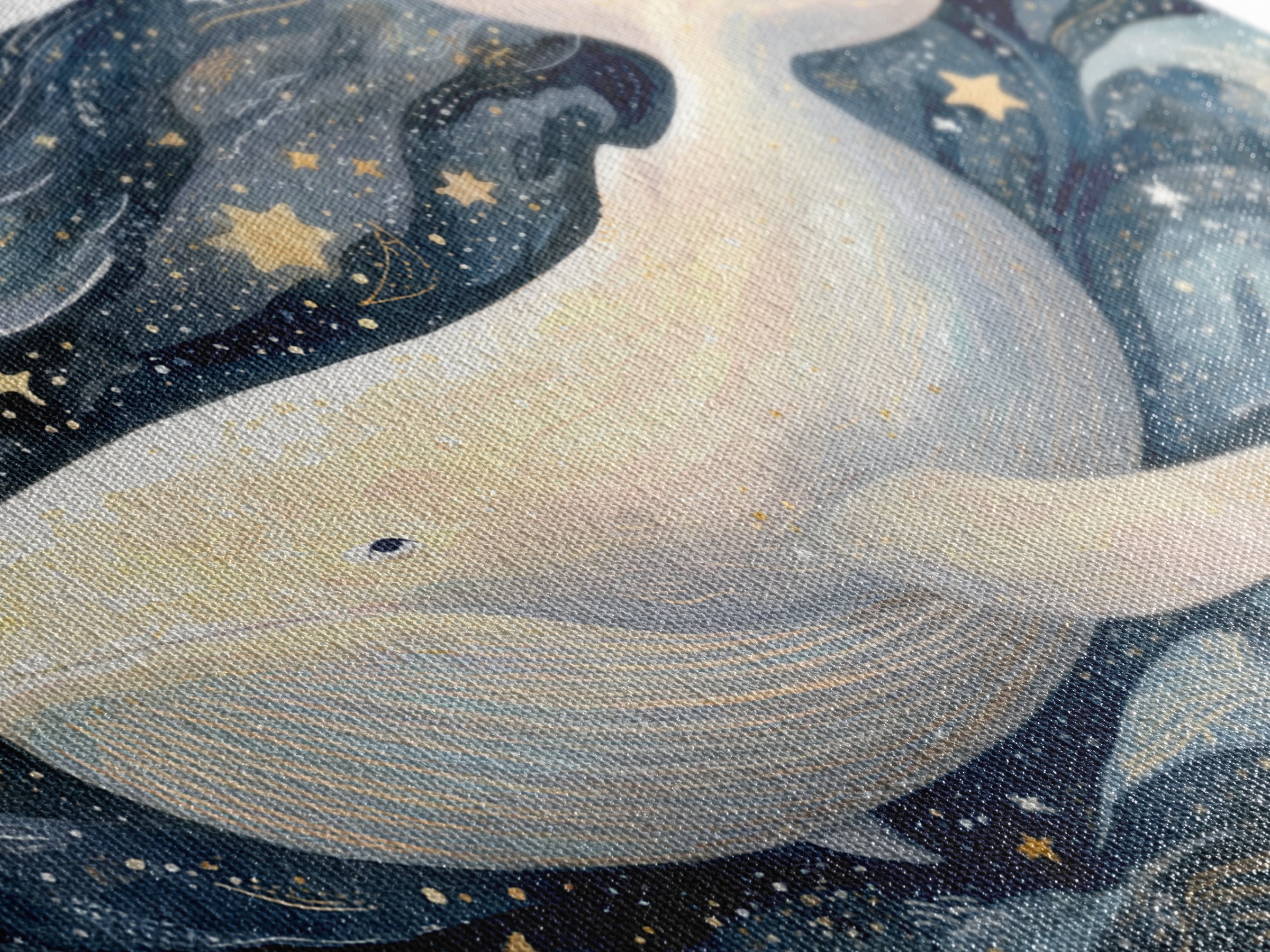 Baby Whale Swimming Through Stars Canvas Print, Nursery Decor, Wall Light, Fine Art, Nursery, Statement Artwork, Boho Decor, NDE-3x2-12