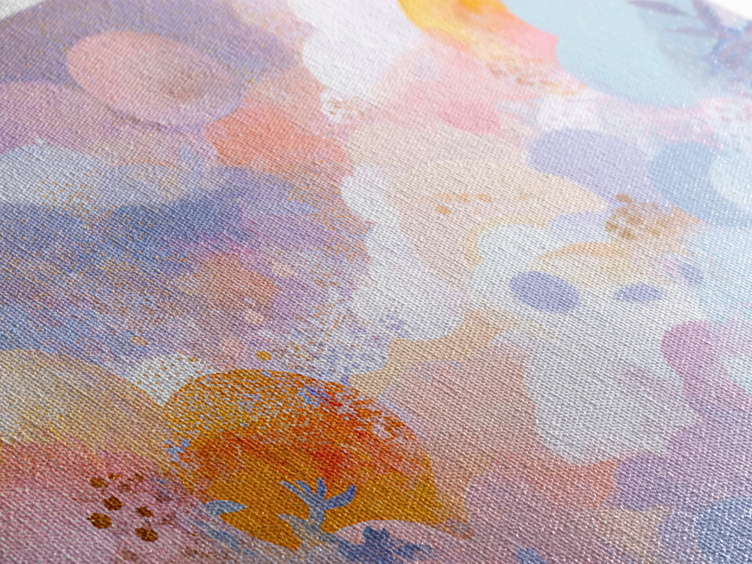 Pastel Rainbow with Soft Cloud Shapes Framed Canvas Print, Nursery Decor, Room Decor, Abstract Art, Nursery, Framed Wall Art, NDE-3x2-77