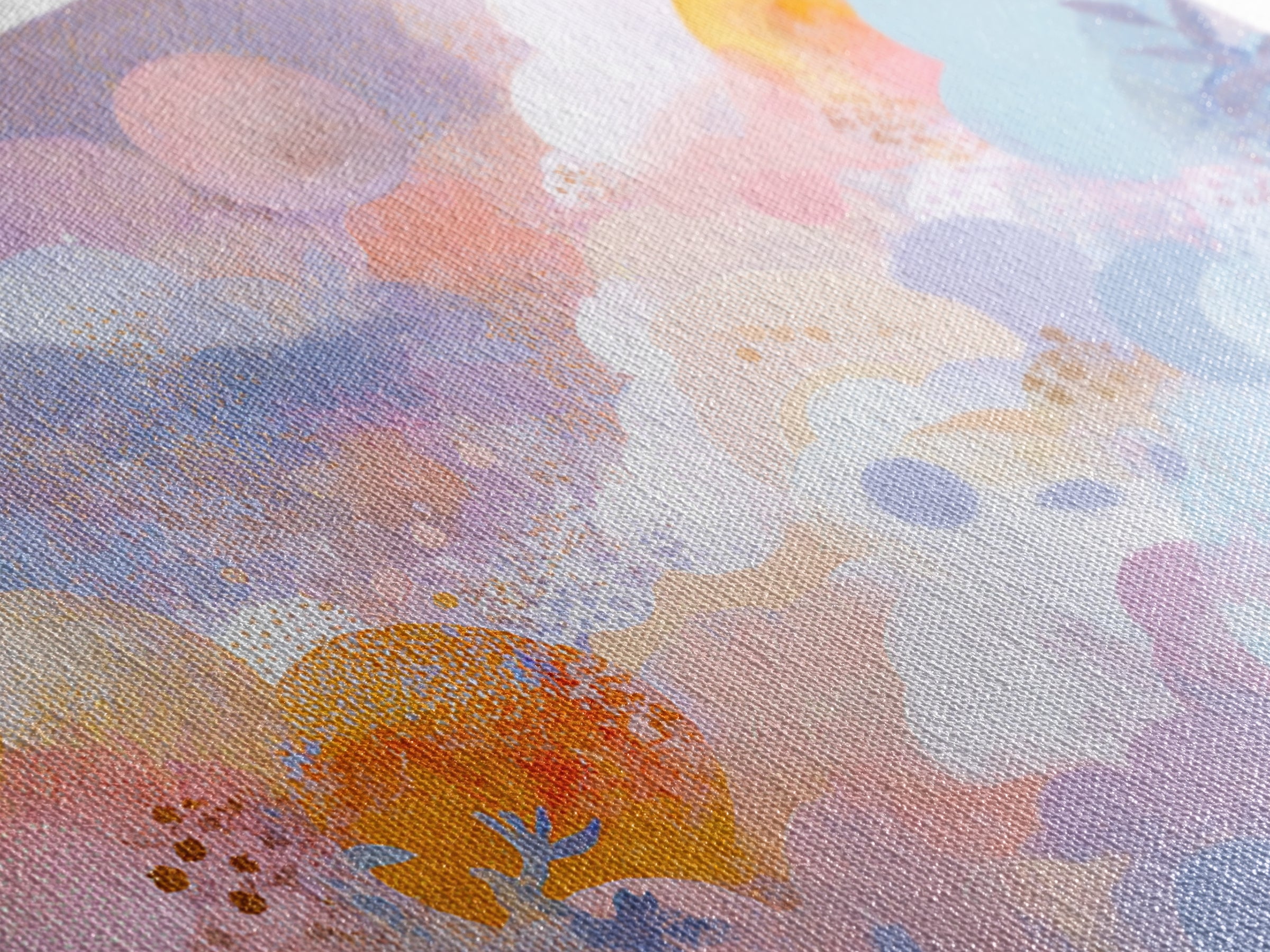 Pastel Rainbow with Soft Cloud Shapes Framed Canvas Print, Nursery Decor, Room Decor, Abstract Art, Nursery, Framed Wall Art, NDE-3x2-77