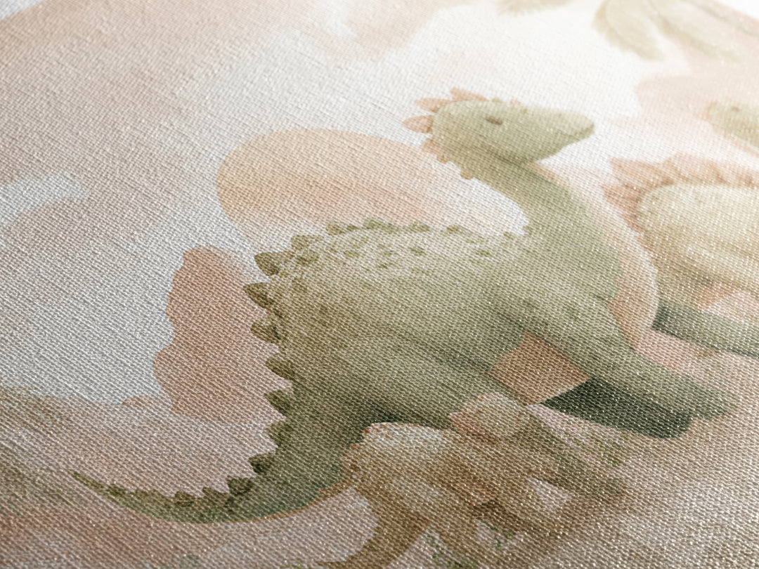 Gentle Dinosaur Family Canvas Print, Nursery Decor, Nursery Wall Decor, Fine Art, Nursery, Nursery Name Sign, Kids Wall Art, NDE-3x2-83