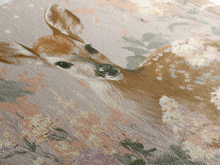 Baby Deer in Meadow with Fireflies Canvas Print, Nursery Decor, Nursery Wall Decals, Oil Painting, Nursery, Textured Painting, NDE-3x2-98