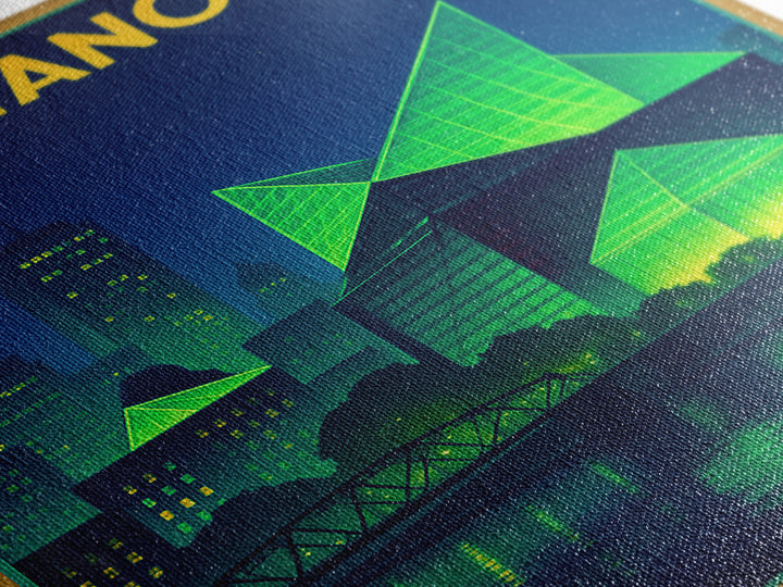 Chattanooga Travel Poster, Framed Canvas Print, Retro Neon Travel Art, Chattanooga City Art, Travel Wall Art, City Illustration