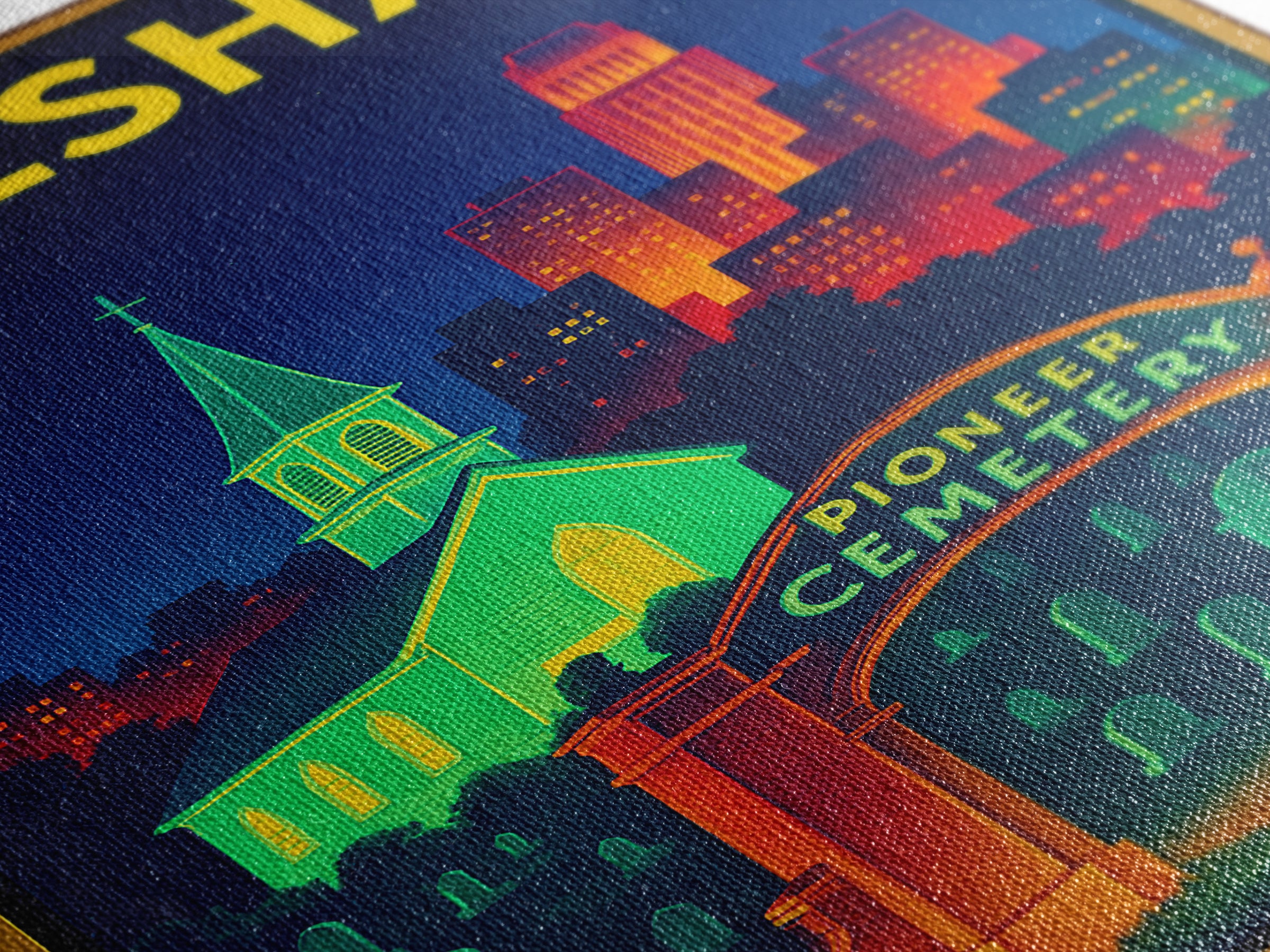 Gresham Travel Poster, Framed Canvas Print, Electric Night Poster Art, Gresham Poster Print, Vintage City Art, City Art Print, Design 2