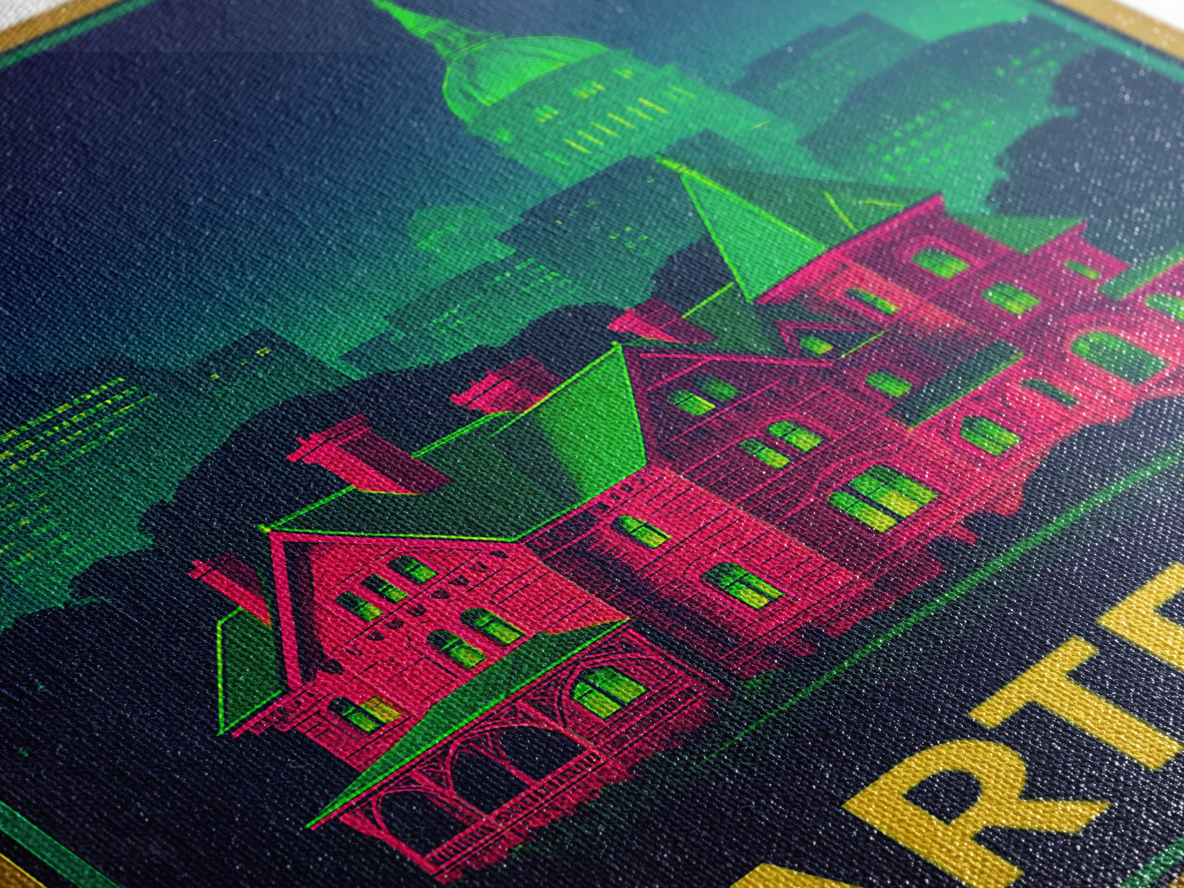 Hartford Connecticut Travel Poster, Canvas Print, Neon City Skyline Wall Art, Hartford Art Print, Wall Decor, Travel Art, Travel Print