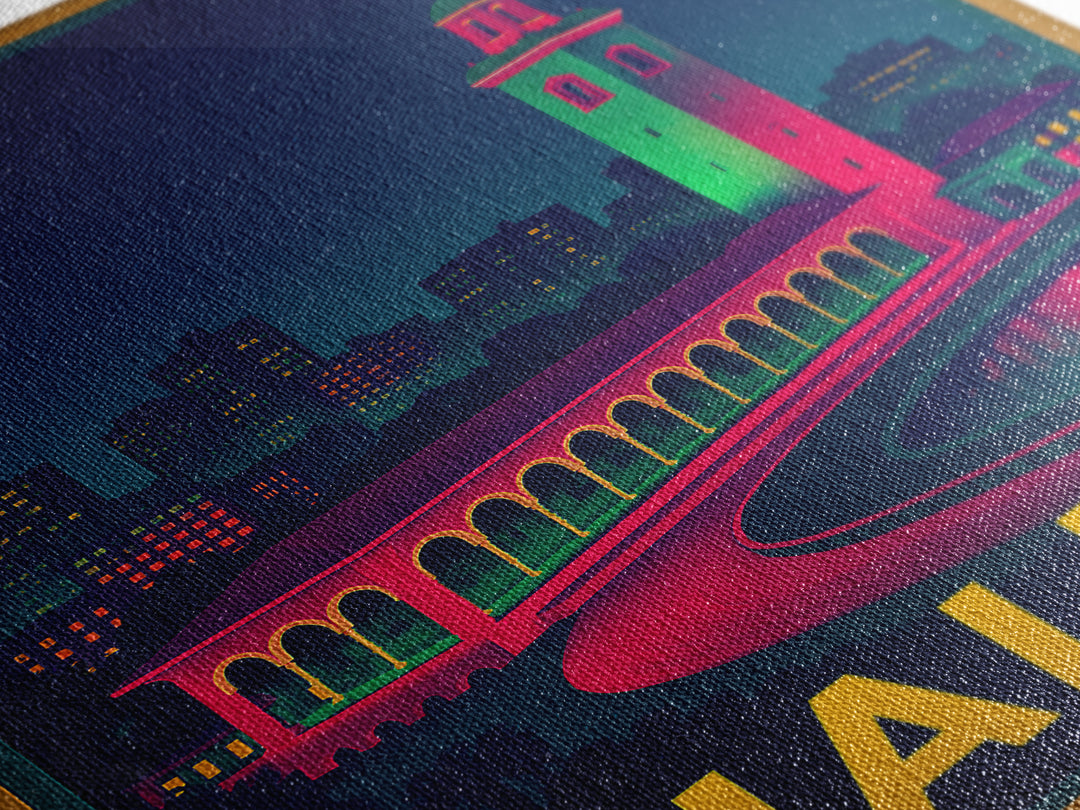 Hialeah Florida Travel Poster, Canvas Print, Cyberpunk Style City Art, Hialeah Travel Art, Wanderlust Decor, Fine Art Print, Wall Art