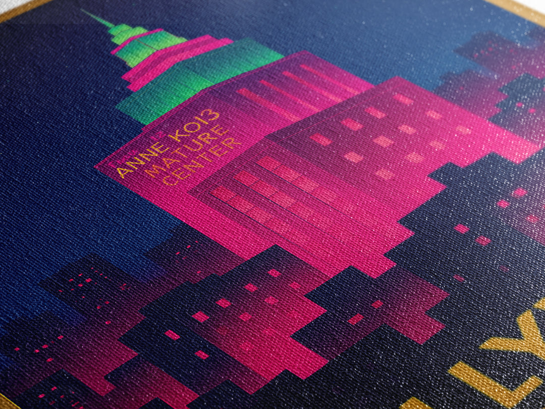 Hollywood Florida Travel Poster, Framed Canvas Print, Cyberpunk Style City Art, Hollywood Wall Art, Eclectic Wall Decor, Fine Art Print
