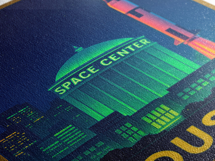 Houston Texas Travel Poster, Canvas Print, Electric Night Poster Art, Houston City Art, Fine Art Print, Travel Wall Art, Home Office Decor