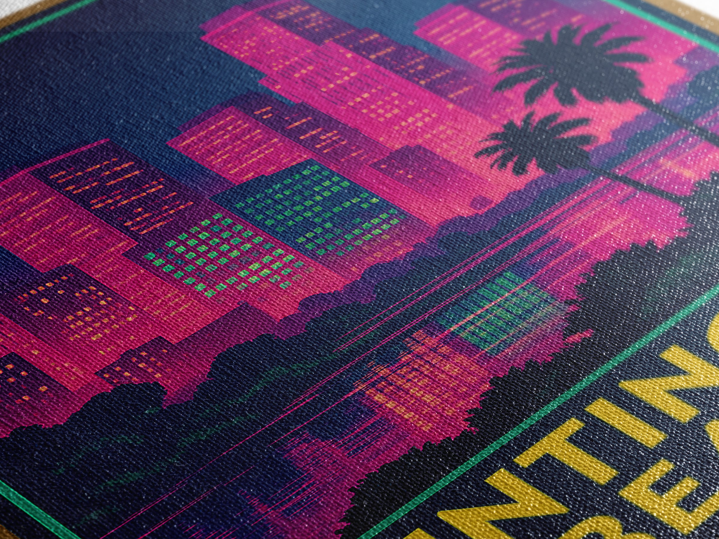 Huntington Beach California Travel Poster, Canvas Print, Electric Night Poster Art, Huntington Beach Travel Art, Office Decor