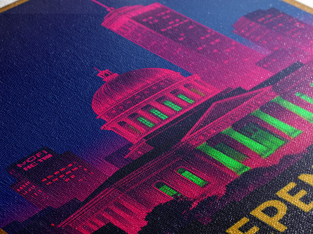 Independence Missouri Travel Poster, Canvas Print, Electric Night Poster Art, Independence Art Print, City Illustration, Home Office Decor
