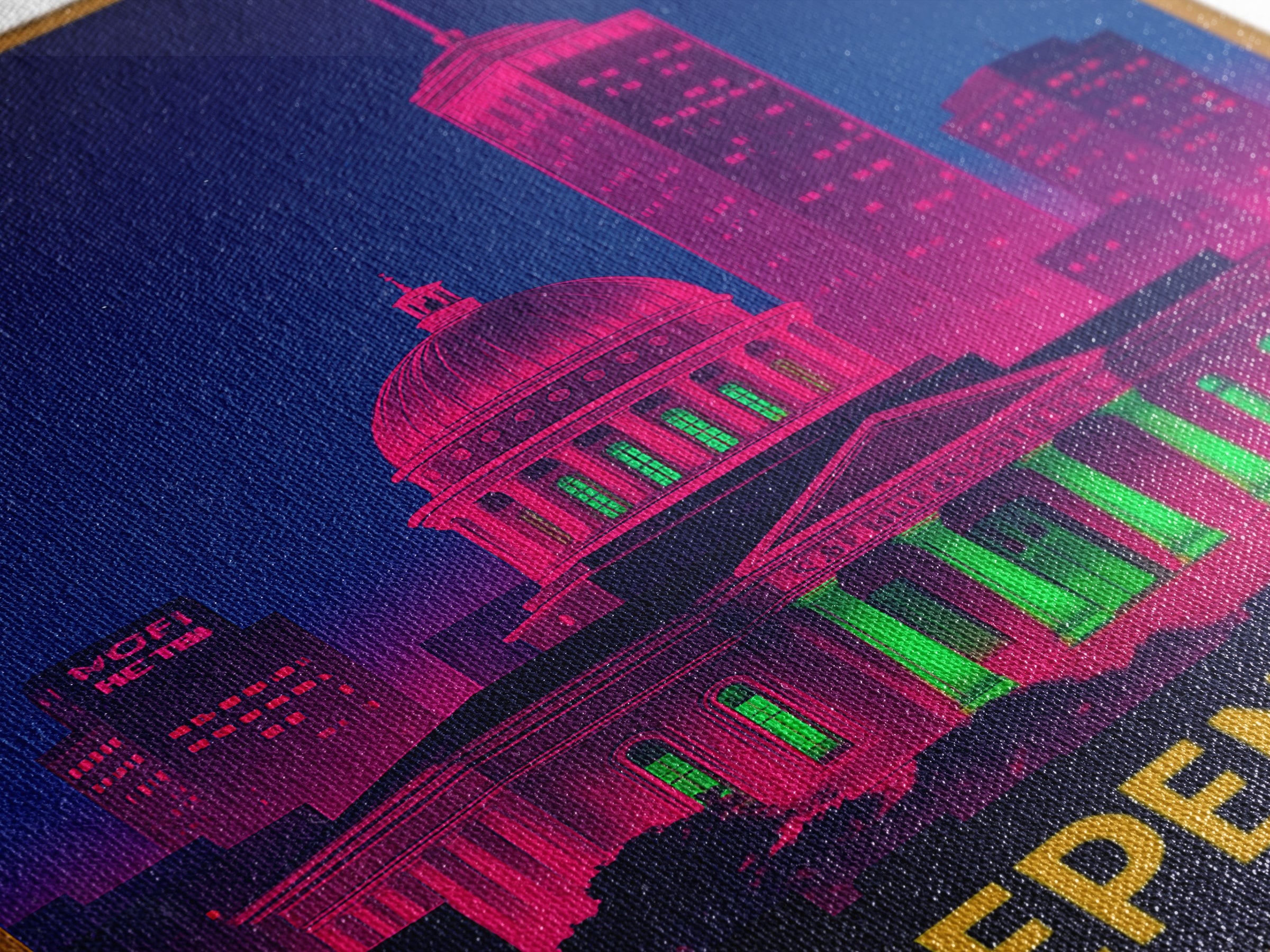 Independence Missouri Travel Poster, Canvas Print, Electric Night Poster Art, Independence Art Print, City Illustration, Home Office Decor
