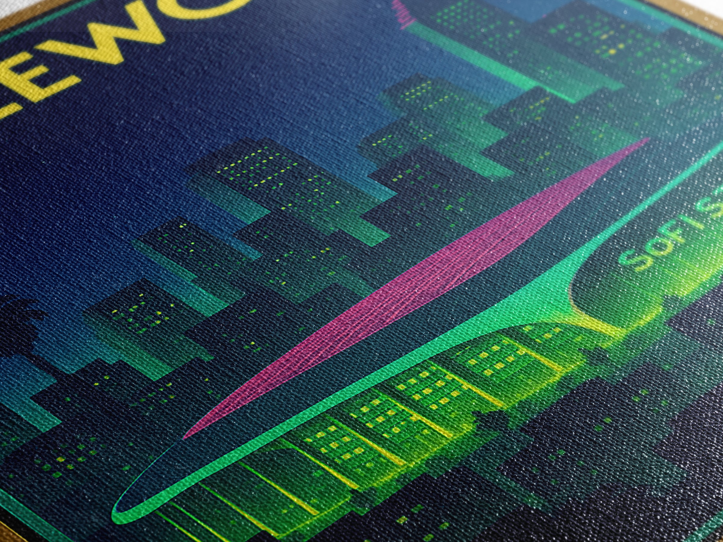 Inglewood Travel Poster, Framed Canvas Print, Cyberpunk Style City Art, Inglewood Travel Art, Vintage City Poster, Vintage Travel Art