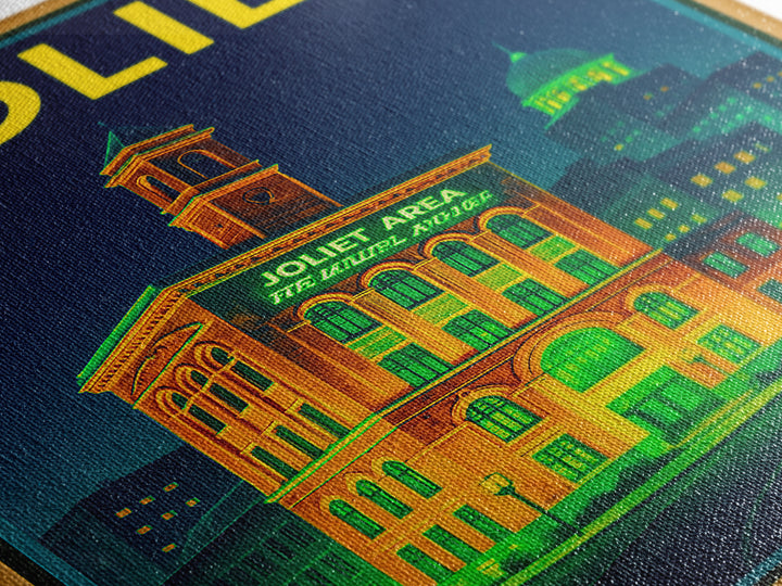 Joliet Travel Poster, Canvas Print, Electric Night Poster Art, Joliet Poster Print, Travel Wall Art, Vintage City Poster, Retro Travel Print