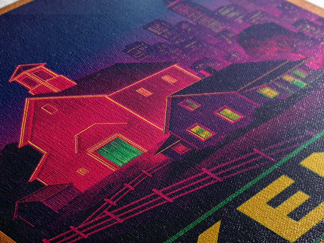 Kent Washington Travel Poster, Canvas Print, Cyberpunk Style City Art, Kent Art Print, City Art Print, Fine Art Print, Travel Art Print