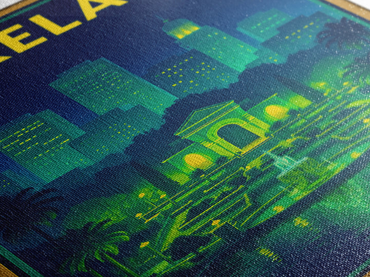 Lakeland Travel Poster, Framed Canvas Print, Electric Night Poster Art, Lakeland Travel Art, City Illustration, Living Room Wall Art