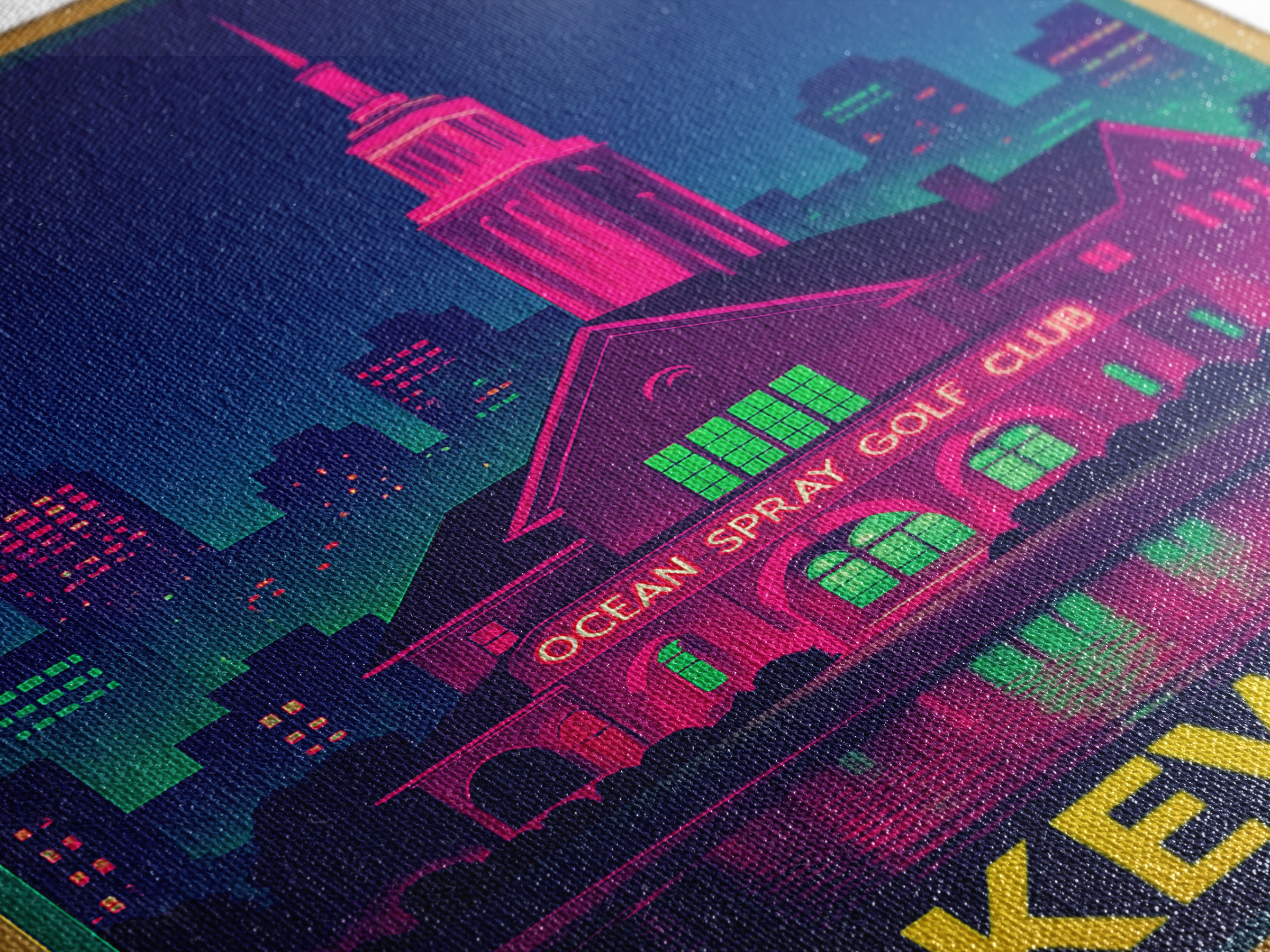 Lakewood Travel Poster, Framed Canvas Print, Cyberpunk Style City Art, Lakewood Travel Art, City Travel Prints, City Illustration