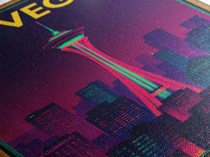Las Vegas Travel Poster, Canvas Print, Retro Neon Travel Art, Las Vegas Wall Art, City Illustration, Eclectic Wall Decor, Home Office Decor