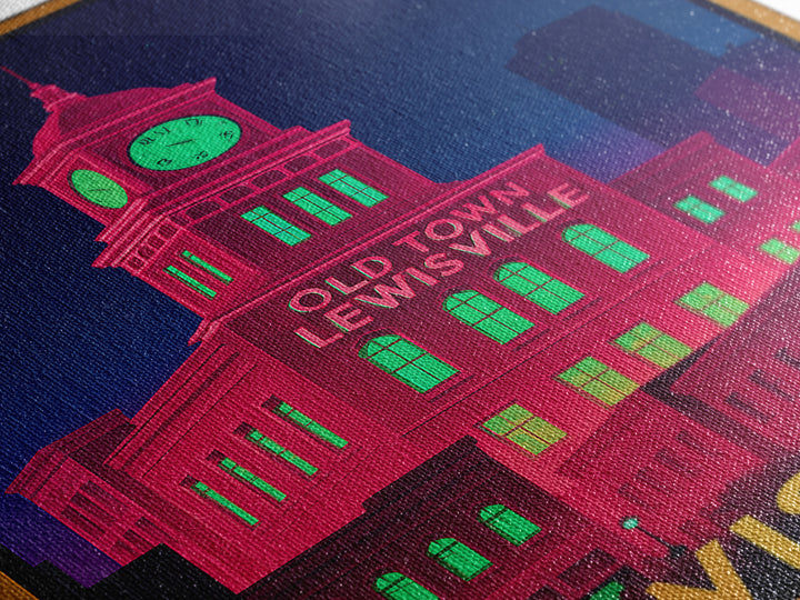 Lewisville Texas Travel Poster, Canvas Print, Cyberpunk Style City Art, Lewisville Travel Art, Modern Wall Decor, Eclectic Wall Decor