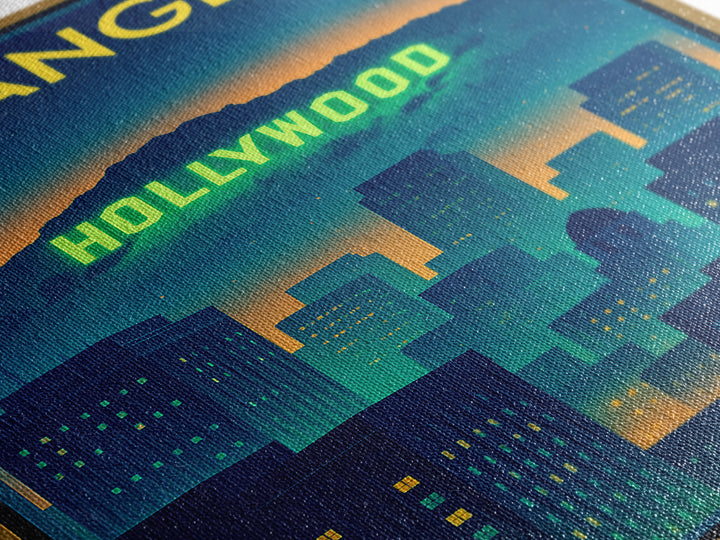 Los Angeles California Travel Poster, Canvas Print, Cyberpunk Style City Art, Los Angeles Travel Art, Retro Travel Print, Wall Decor