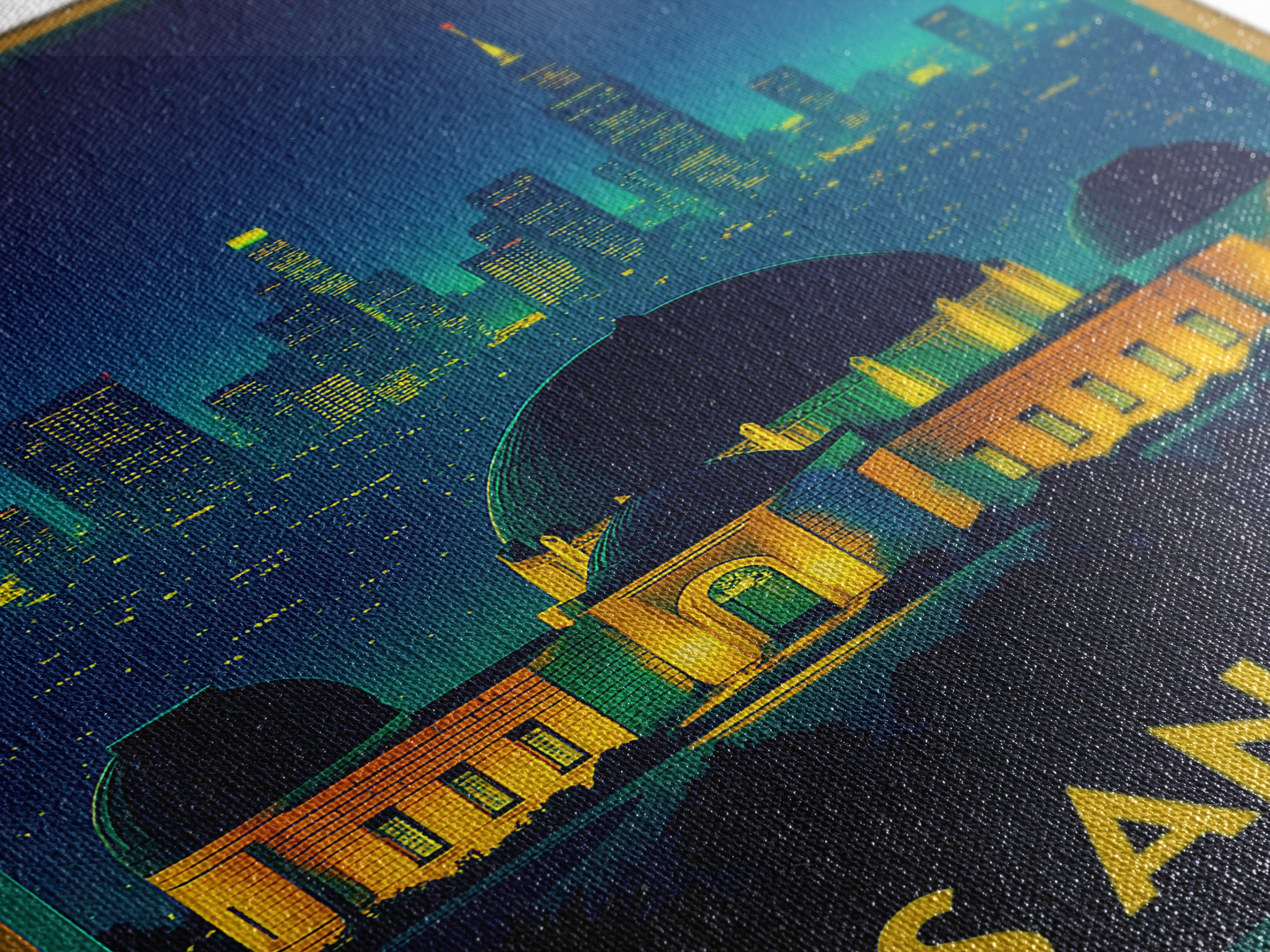 Los Angeles Travel Poster, Framed Canvas Print, Cyberpunk Style City Art, Los Angeles Wall Art, Travel Poster Art, Vintage City Poster