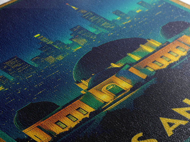 Los Angeles Travel Poster, Framed Canvas Print, Cyberpunk Style City Art, Los Angeles Wall Art, Travel Poster Art, Vintage City Poster