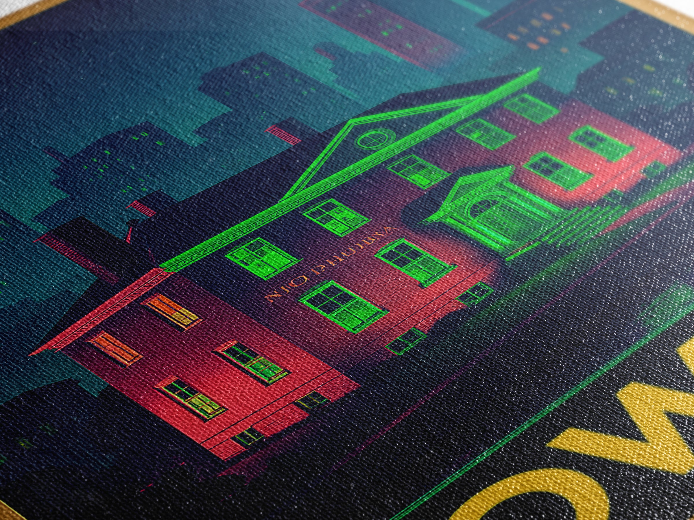 Lowell Massachusetts Travel Poster, Canvas Print, Retro Neon Travel Art, Lowell Travel Art, Wanderlust Decor, Wall Art, Retro Travel Print