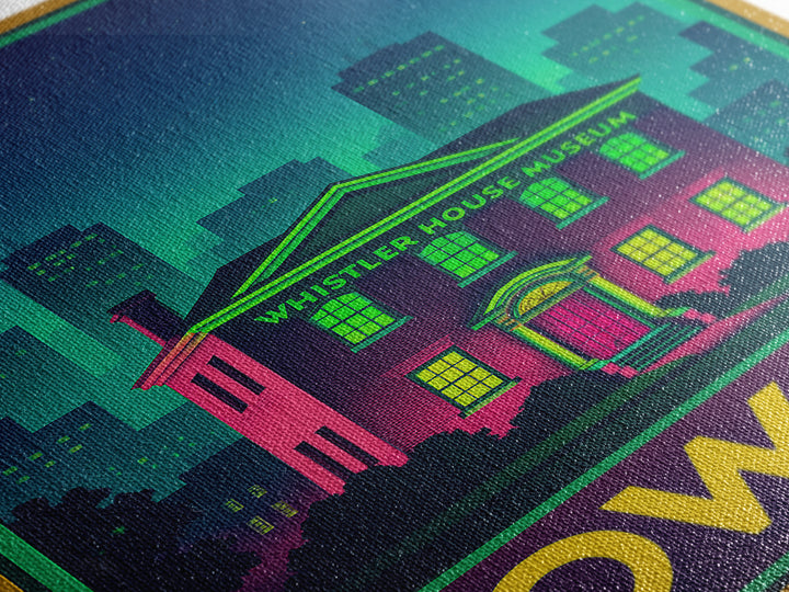 Lowell Travel Poster, Canvas Print, Retro Neon Travel Art, Lowell Travel Art, Travel Wall Decor, Travel Wall Art, Retro Travel Print