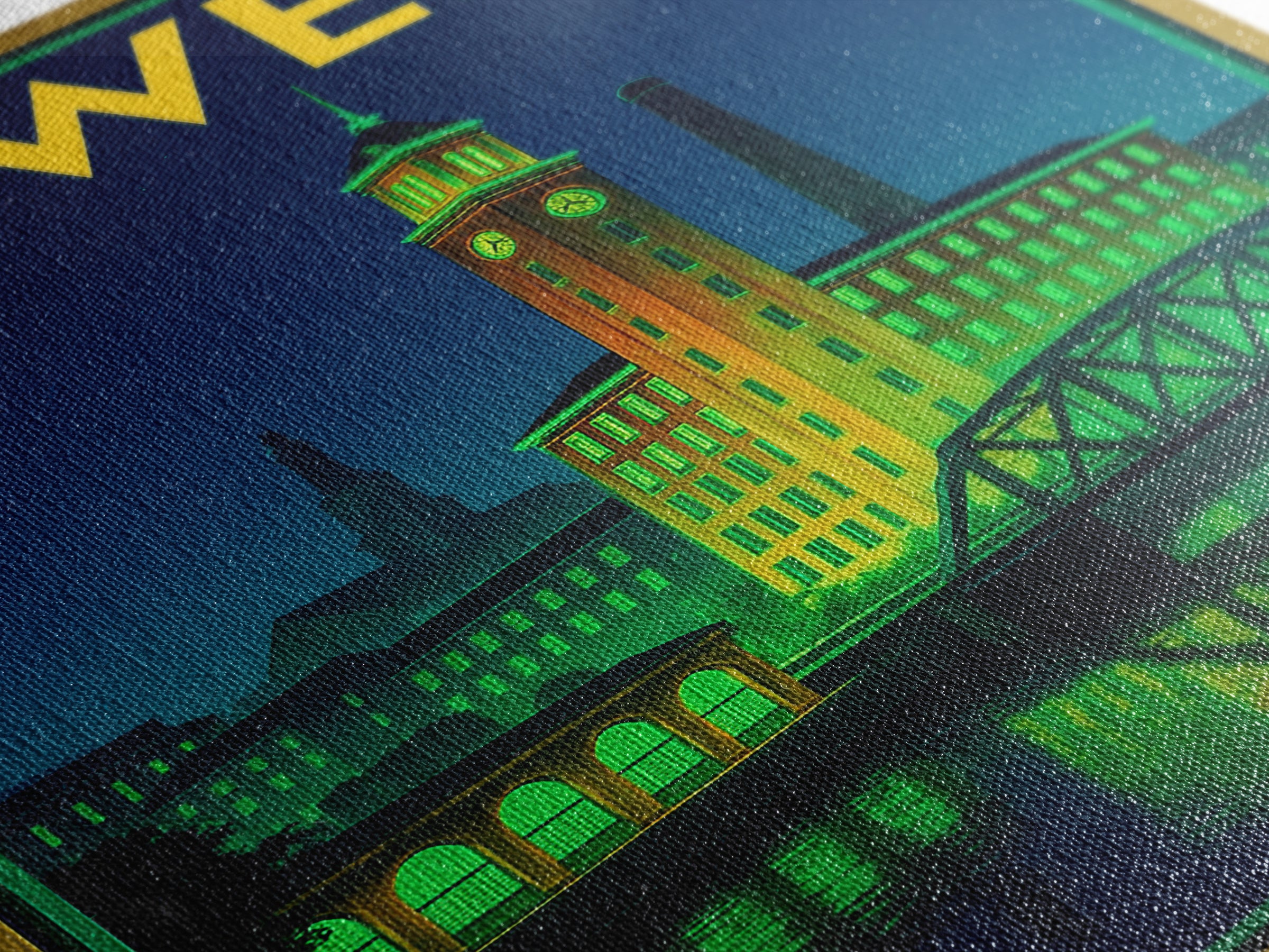 Lowell Travel Poster, Canvas Print, Neon Urban Skyline Wall Art, Lowell Wall Art, Watercolor Urban Skyline, Travel Art Print, Wall Decor