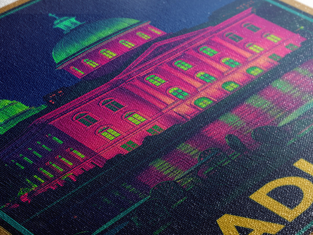 Madison Wisconsin Travel Poster, Canvas Print, Cyberpunk Style City Art, Madison City Art, City Illustration, Wall Art, Modern Wall Decor