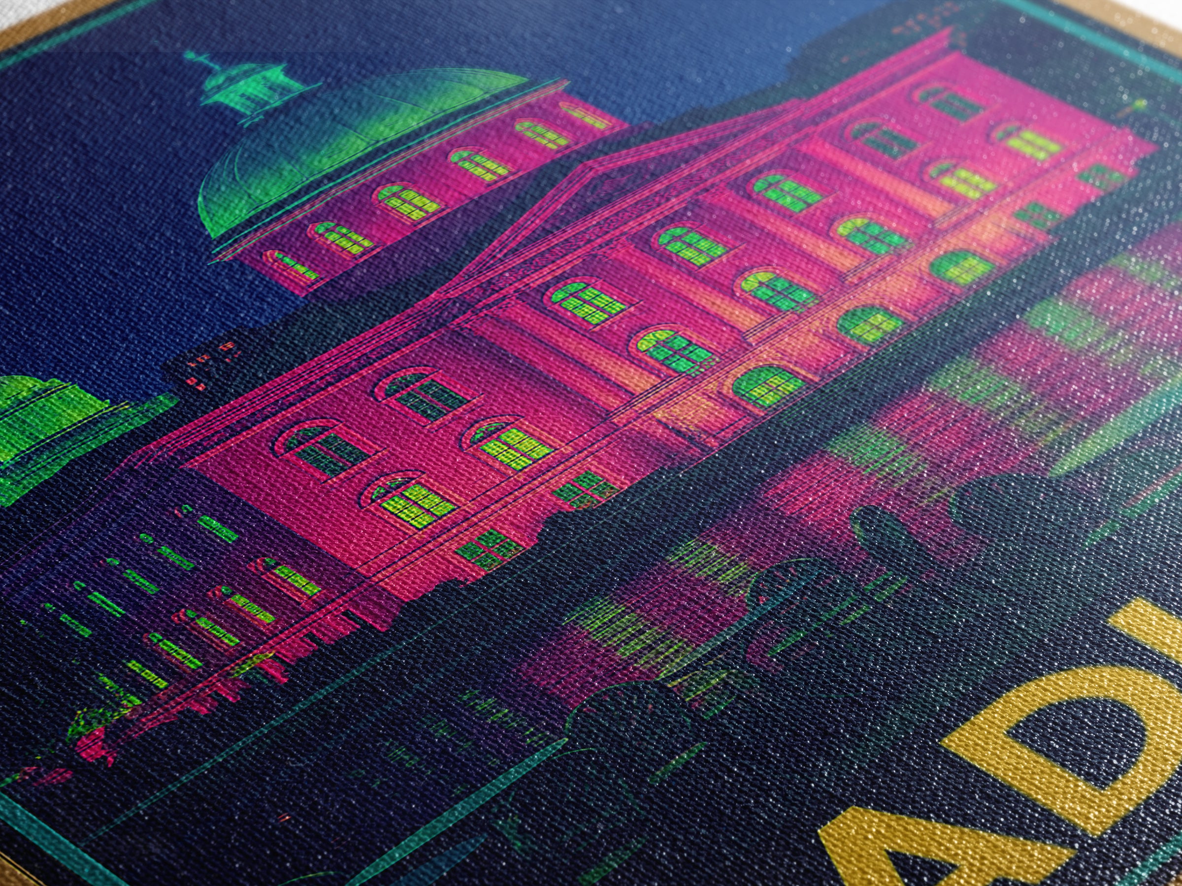 Madison Wisconsin Travel Poster, Canvas Print, Cyberpunk Style City Art, Madison City Art, City Illustration, Wall Art, Modern Wall Decor
