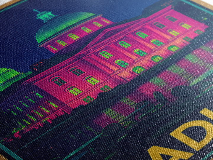 Madison Wisconsin Travel Poster, Canvas Print, Cyberpunk Style City Art, Madison City Art, City Illustration, Wall Art, Modern Wall Decor