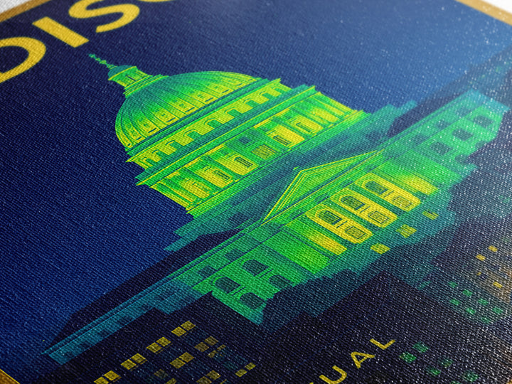 Madison Travel Poster, Framed Canvas Print, Electric Night Poster Art, Madison City Art, Travel Wall Art, Travel Wall Decor, Travel Print