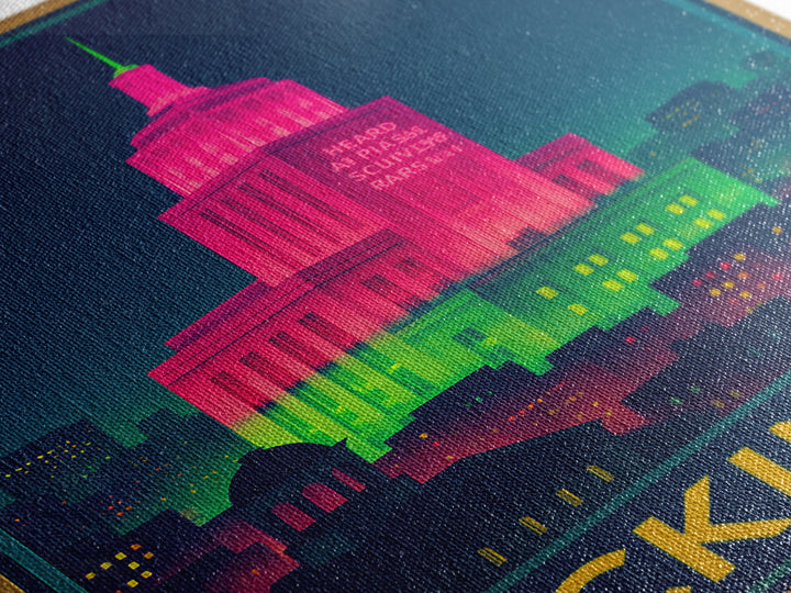 Mckinney Texas Travel Poster, Canvas Print, Cyberpunk Style City Art, Mckinney Art Print, Office Decor, Eclectic Wall Decor, Fine Art Print