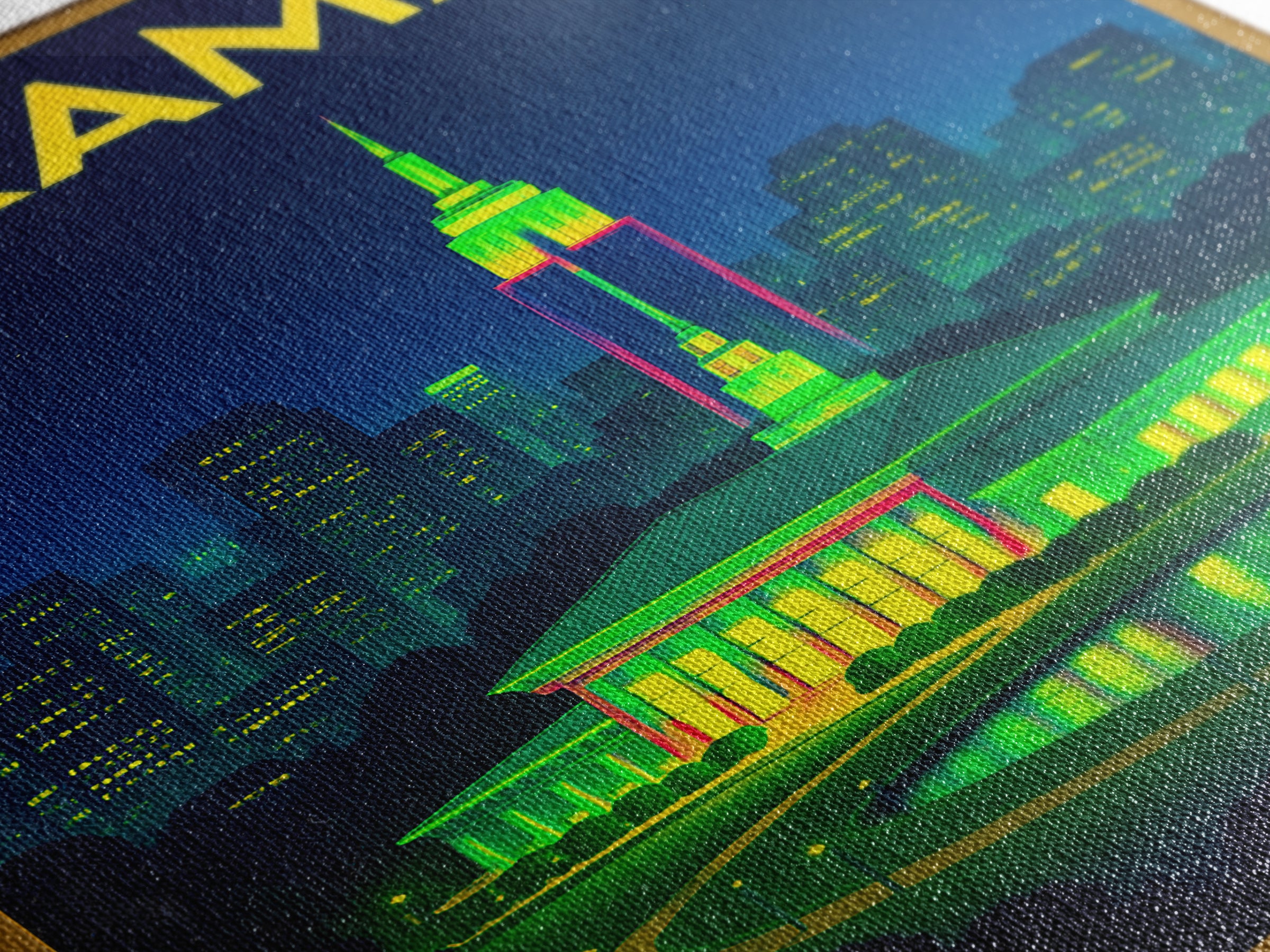 Miramar Travel Poster, Canvas Print, Neon Urban Skyline Wall Art, Miramar Wall Art, Travel Poster Set, Travel Art Print, Vintage Print