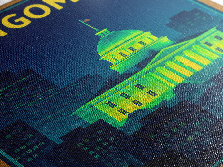 Montgomery Travel Poster, Canvas Print, Neon Downtown Skyline Wall Art, Montgomery City Art, City Illustration, City Travel Prints, Wall Art