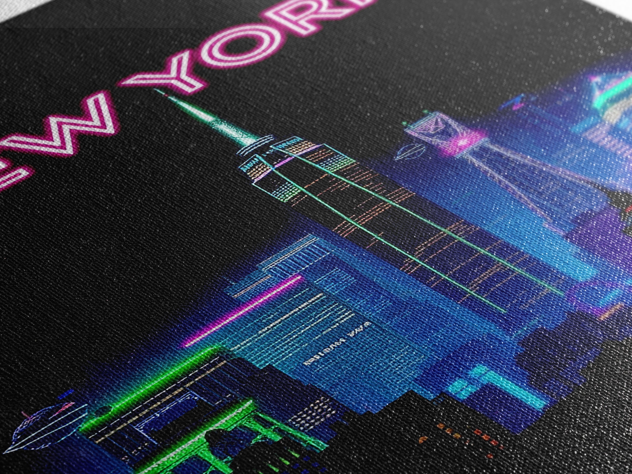 New York Travel Poster, Canvas Print, Electric Night Poster Art, New York City Art, Mid Century Wall Art, Vintage Travel Print