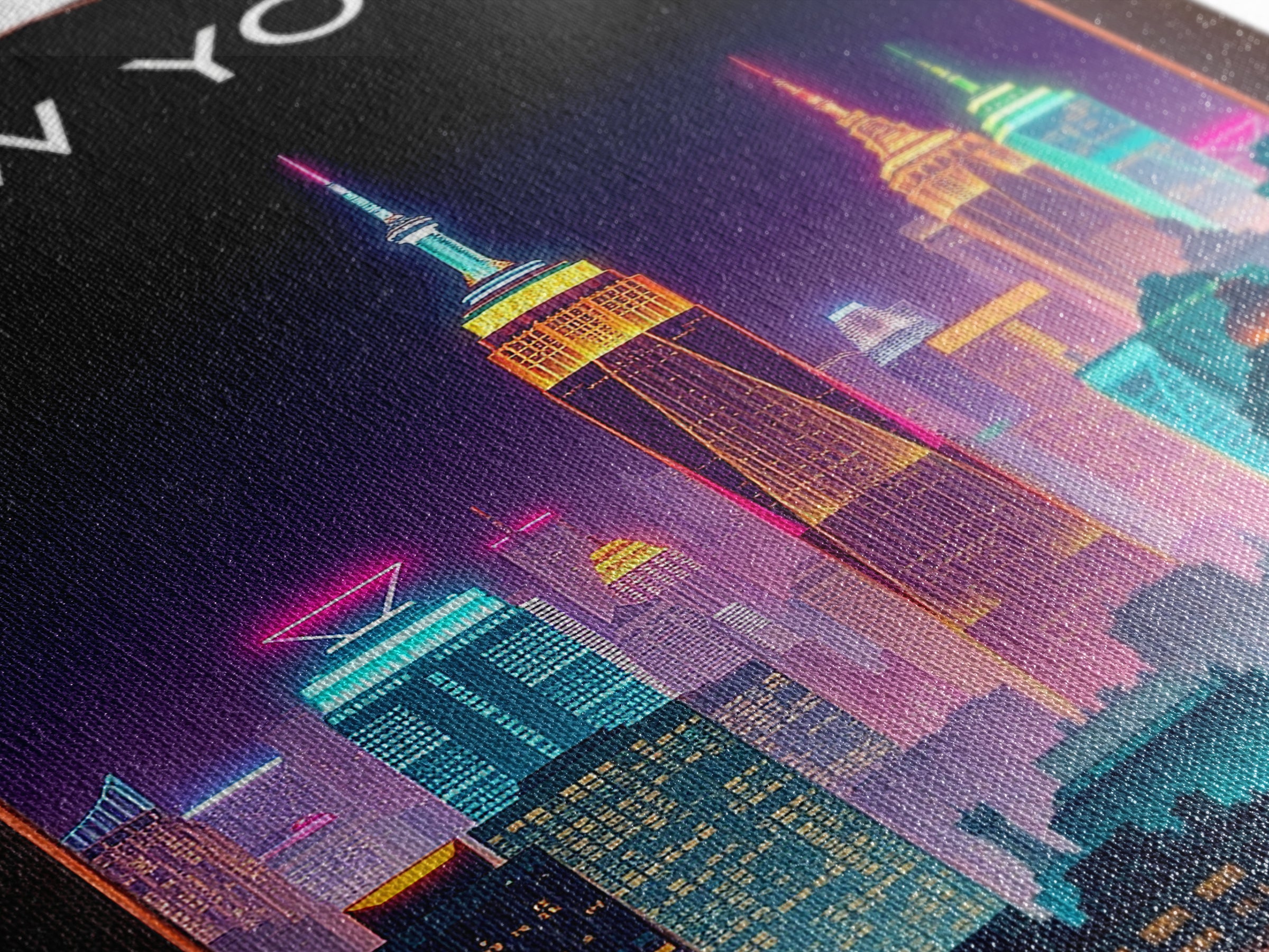 New York Travel Poster, Canvas Print, Retro Neon Travel Art, New York City Art, Vintage City Poster, Fine Art Print, City Art Print