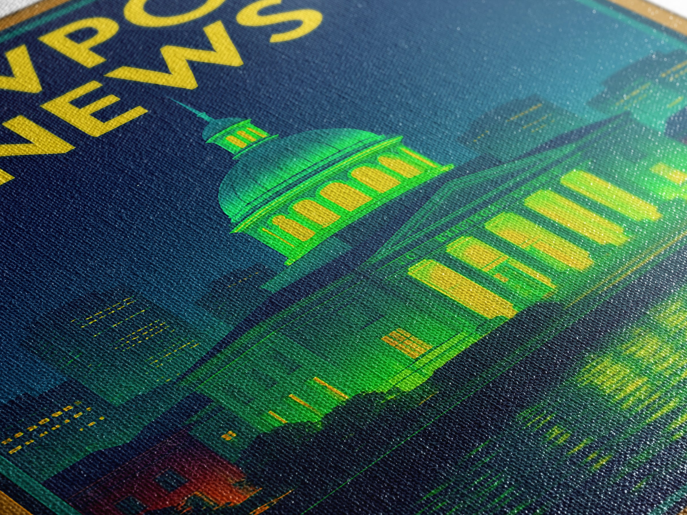 Newport News Travel Poster, Canvas Print, Neon Skyline Art Wall Art, Newport News Travel Art, Travel Wall Decor, City Art Print, Design 2