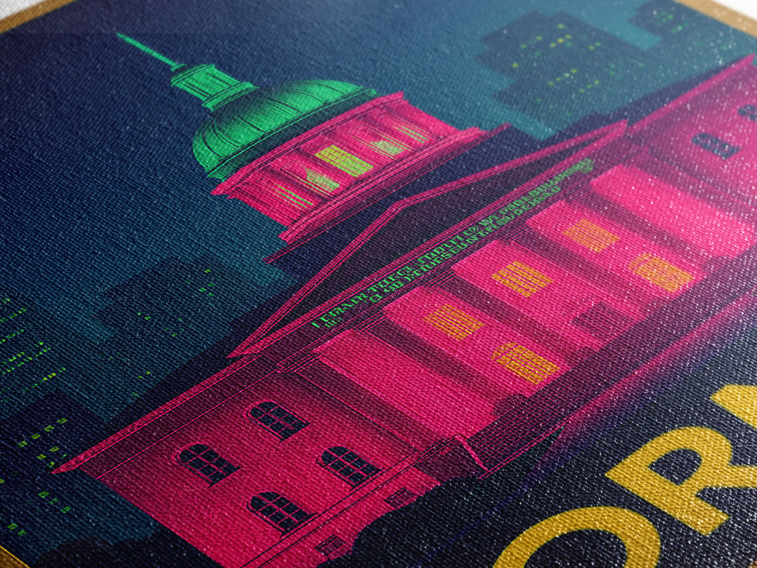 Norman Oklahoma Travel Poster, Canvas Print, Cyberpunk Style City Art, Norman Travel Art, Travel Poster Set, Wall Art, Wanderlust Decor