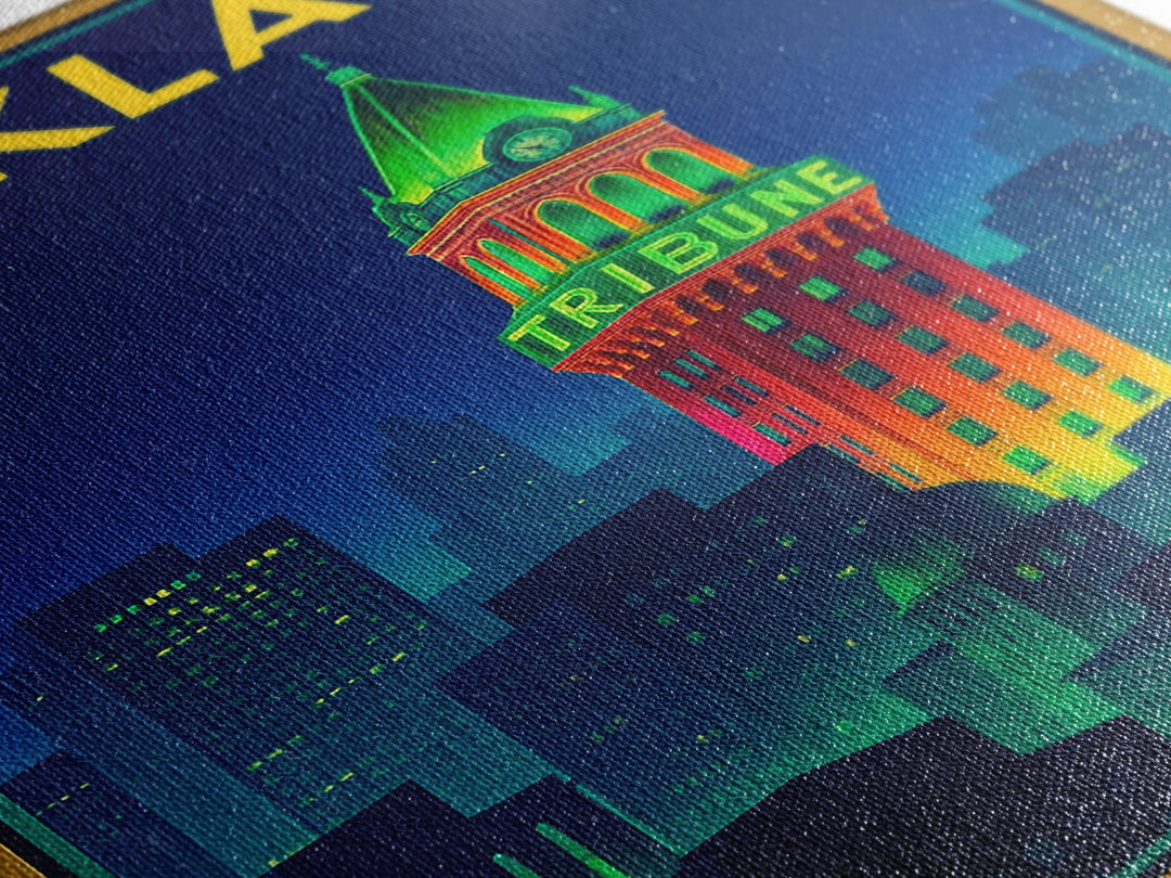 Oakland Travel Poster, Framed Canvas Print, Cyberpunk Style City Art, Oakland Poster Print, Travel Wall Decor, Wanderlust Decor