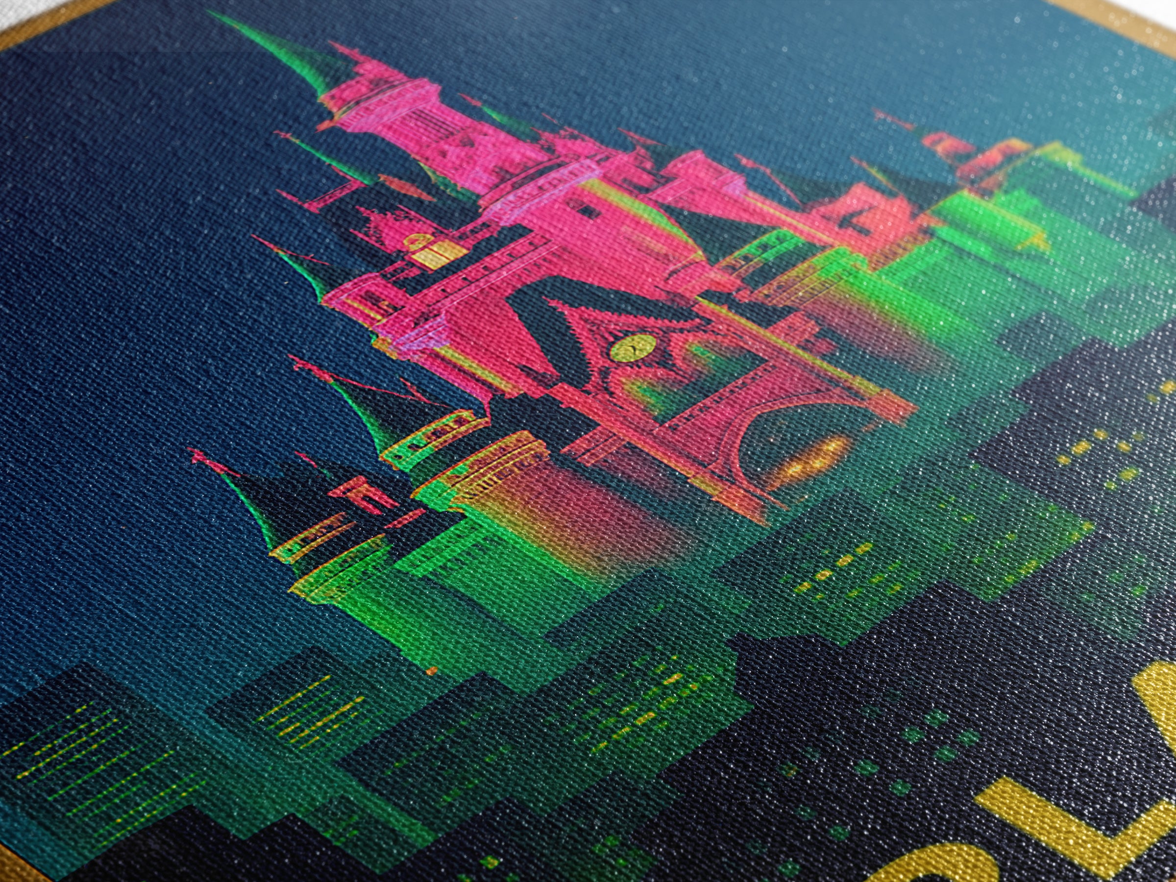 Orlando Florida Travel Poster, Canvas Print, Neon Urban Skyline Wall Art, Orlando Wall Art, Home Office Decor, Retro Travel Print, Art Print