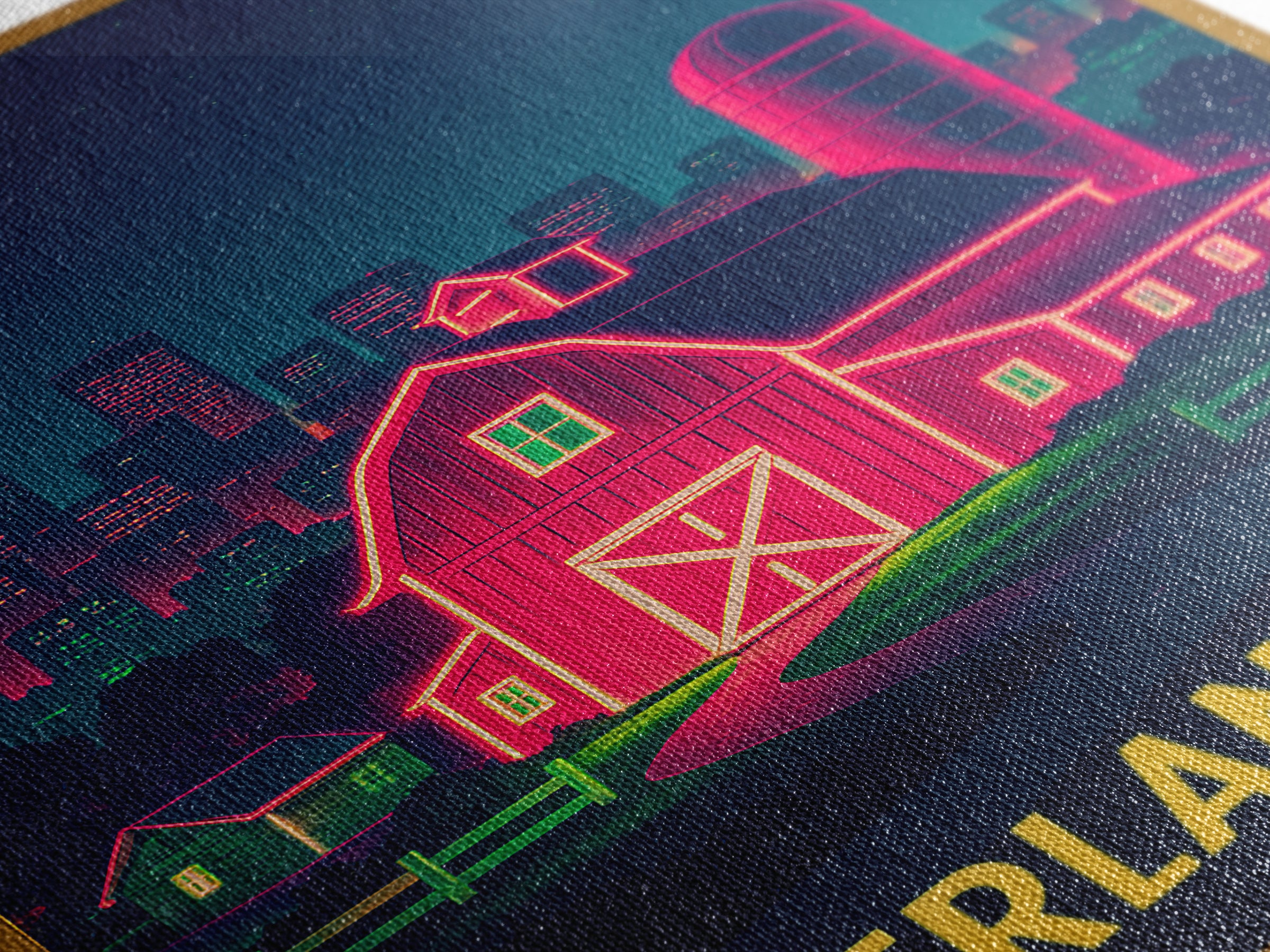 Overland Park Kansas Travel Poster, Canvas Print, Retro Neon Travel Art, Overland Park Art Print, Retro Travel Print, Vintage City Art