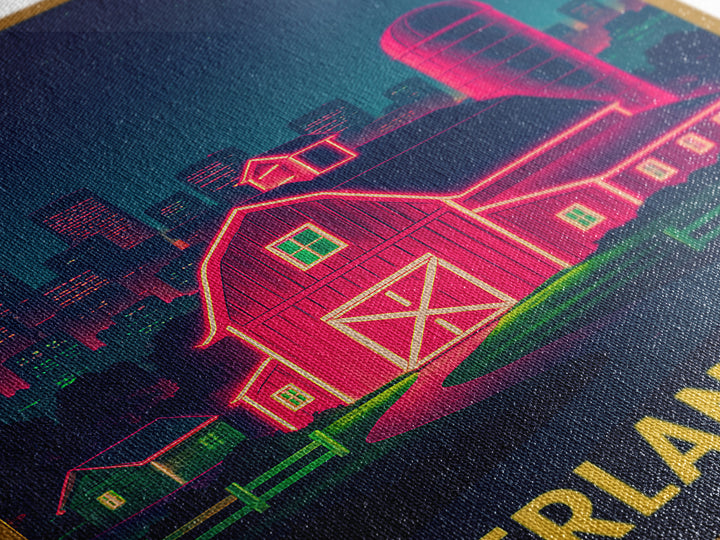 Overland Park Kansas Travel Poster, Canvas Print, Retro Neon Travel Art, Overland Park Art Print, Retro Travel Print, Vintage City Art
