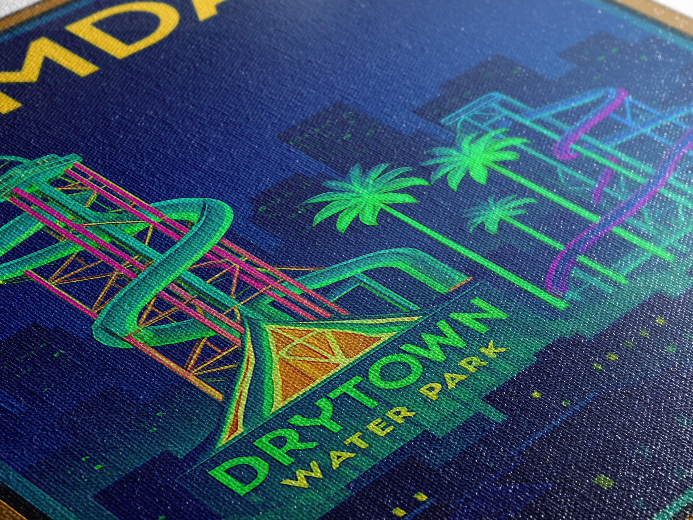 Palmdale Travel Poster, Framed Canvas Print, Neon Skyline Wall Art, Palmdale City Art, Vintage City Art, Mid Century Wall Art